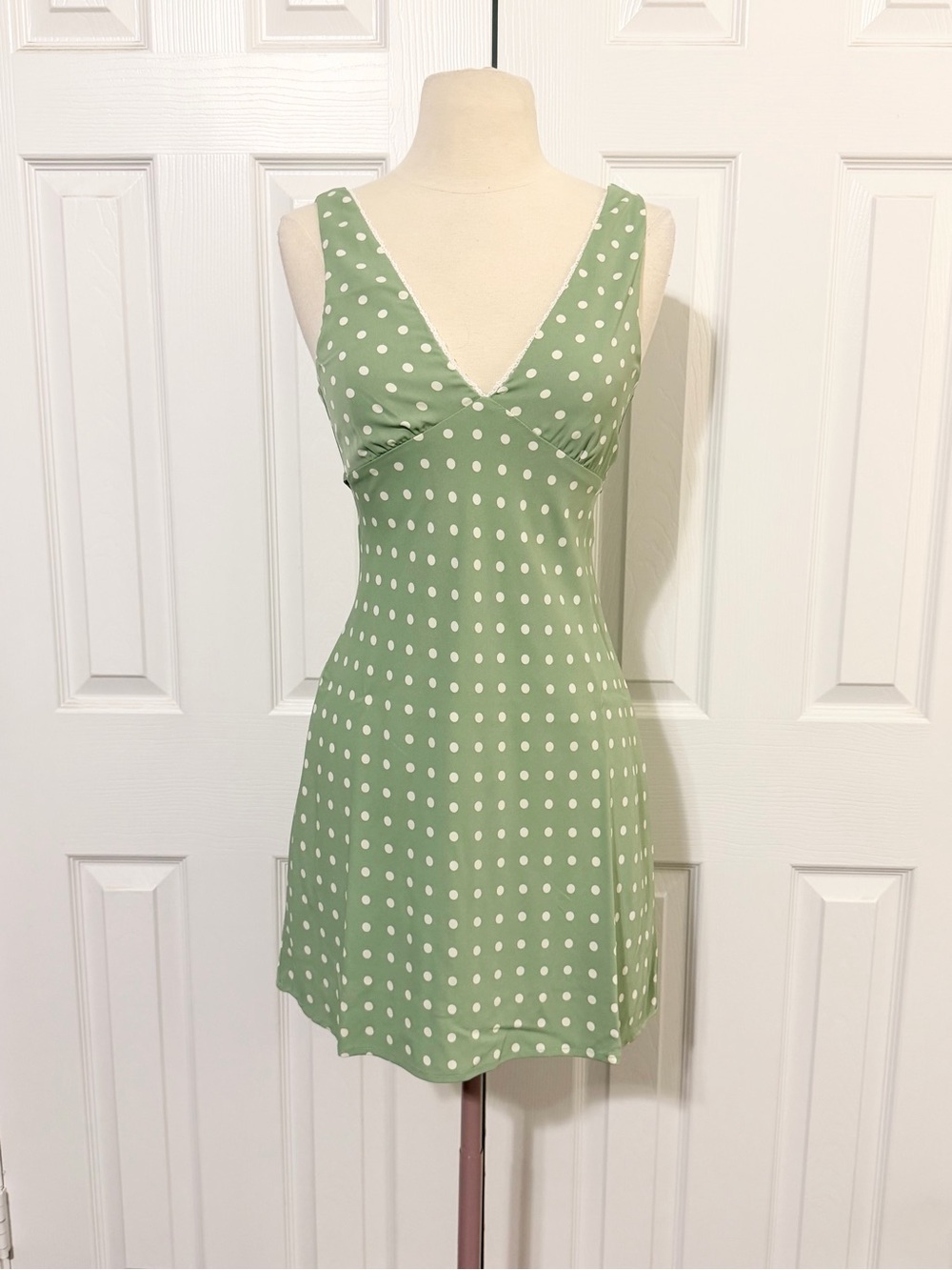 Jessica Simpson Sage Green Polka Dot Mini Dress